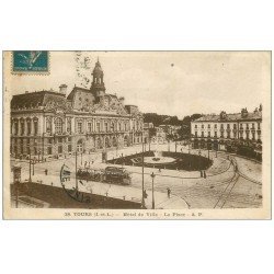 carte postale ancienne 37 TOURS. Hôtel de Ville la Place 1920