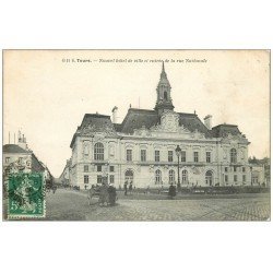 carte postale ancienne 37 TOURS. Hôtel de Ville rue Nationale 1908