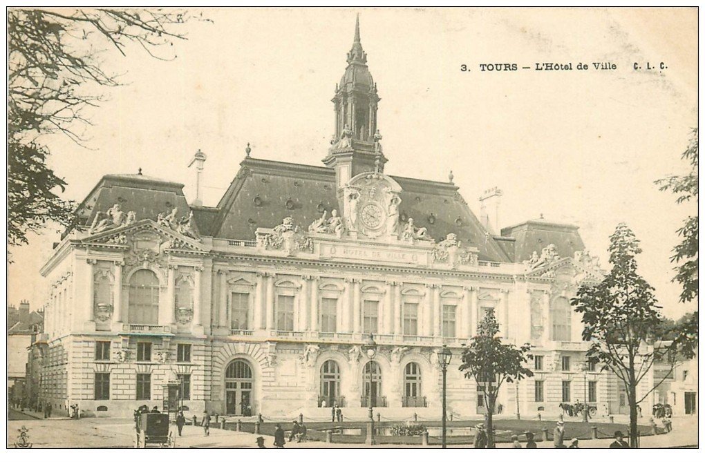 carte postale ancienne 37 TOURS. Hôtel de Ville vers 1900 n°3