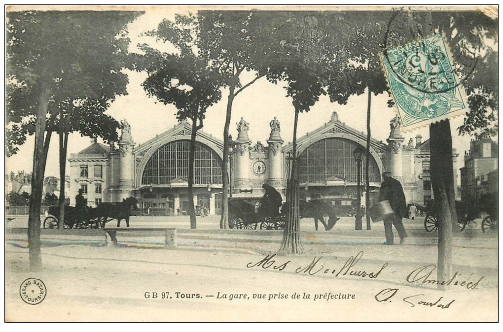 carte postale ancienne 37 TOURS. La Gare 1905