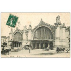 carte postale ancienne 37 TOURS. La Gare 1908