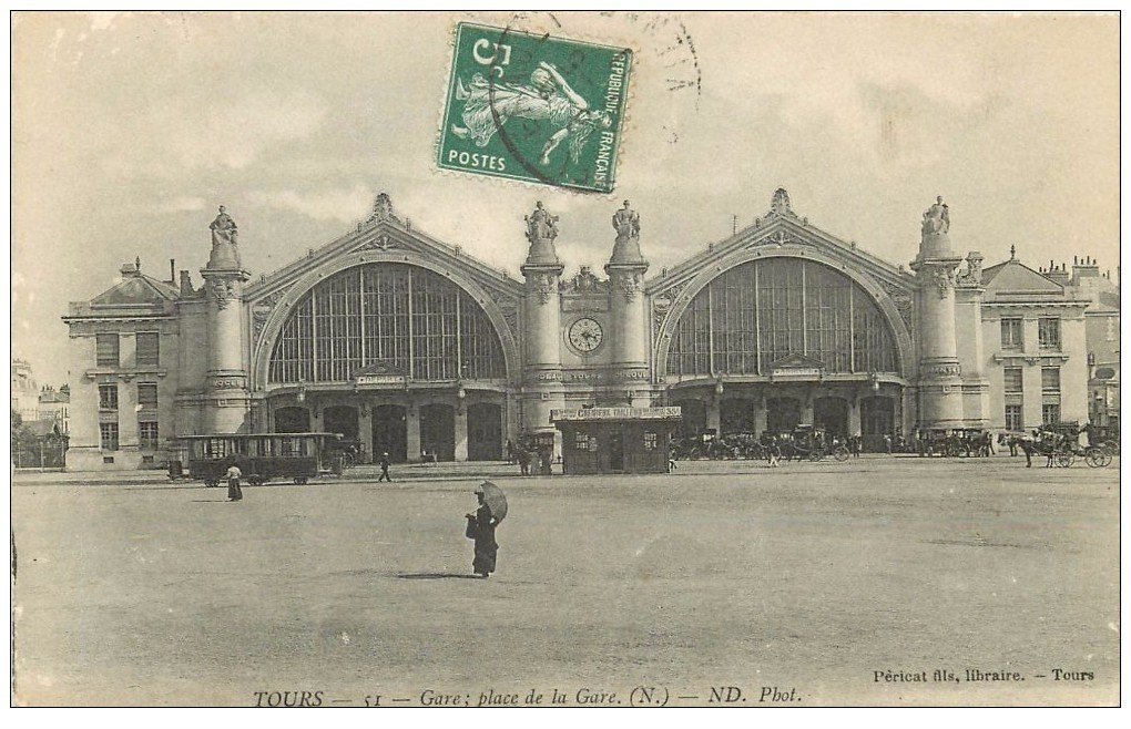 carte postale ancienne 37 TOURS. La Gare 1911 n°51