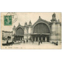 carte postale ancienne 37 TOURS. La Gare 1914