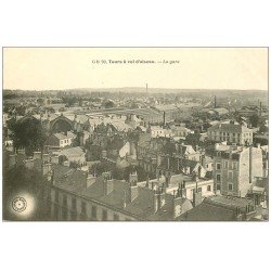 carte postale ancienne 37 TOURS. La Gare à vol d'oiseau