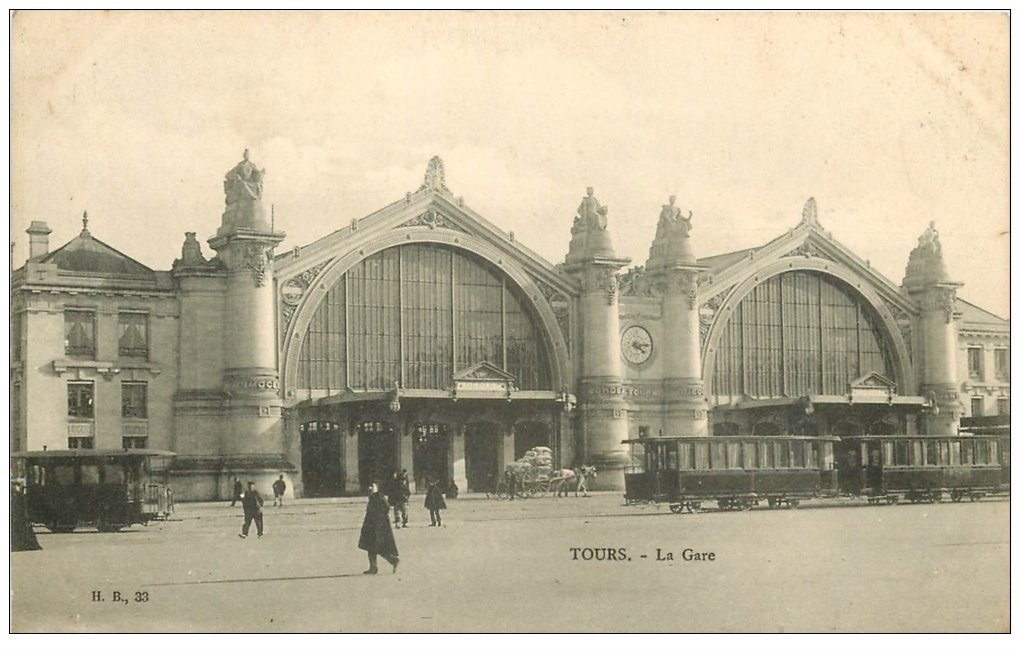 carte postale ancienne 37 TOURS. La Gare HB 33