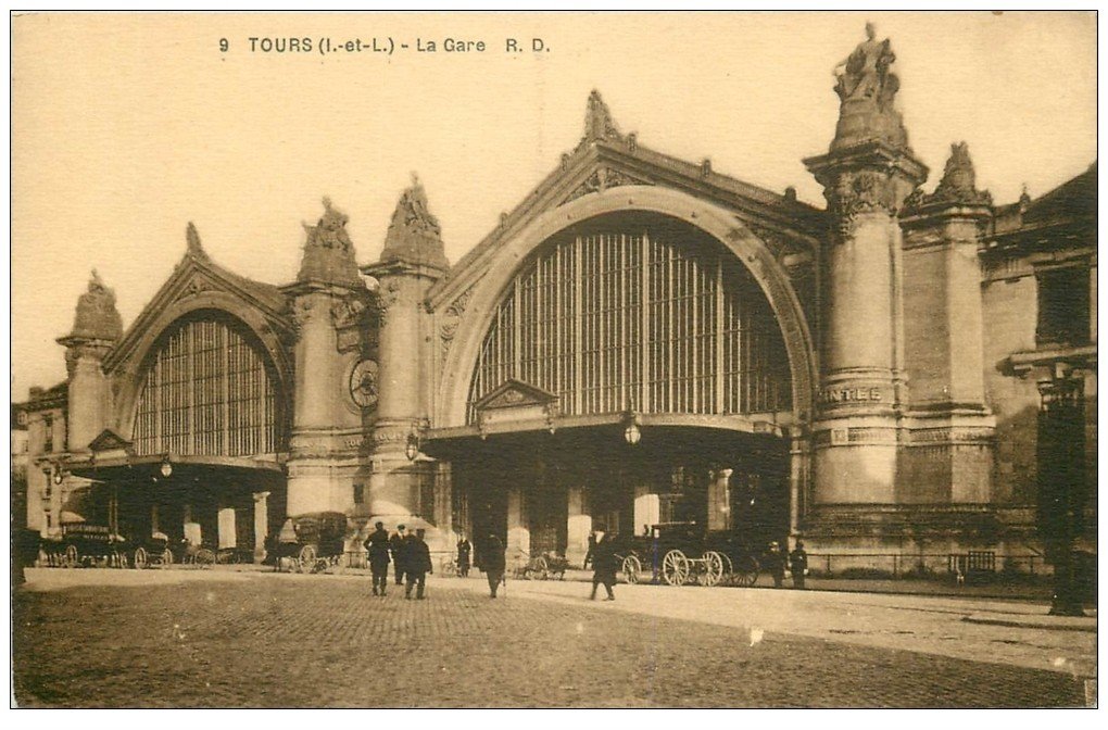 carte postale ancienne 37 TOURS. La Gare R.D