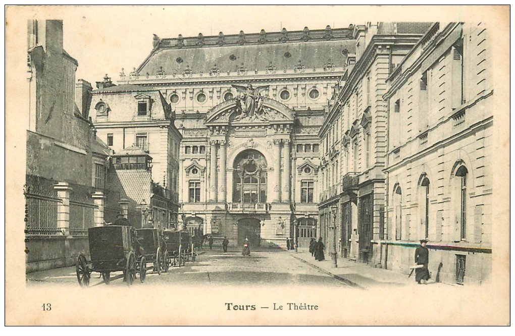carte postale ancienne 37 TOURS. Le Théâtre 1905