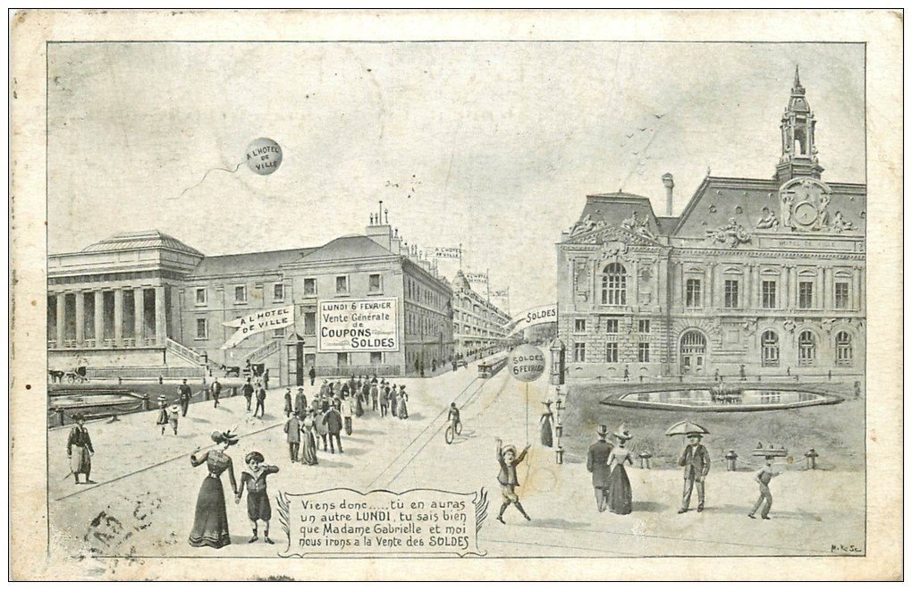 carte postale ancienne 37 TOURS. Les soldes 1905