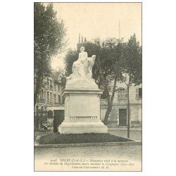 carte postale ancienne 37 TOURS. Monument des Mobiles Place Chardonnet 1916