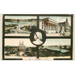 carte postale ancienne 37 TOURS. Multivue 1923