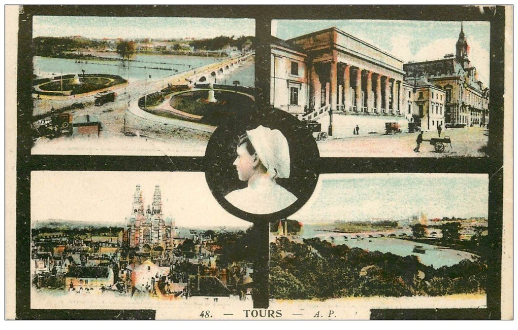 carte postale ancienne 37 TOURS. Multivue 1923