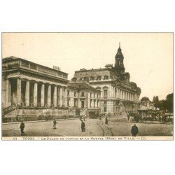 carte postale ancienne 37 TOURS. Palais de Justice Hôtel de Ville