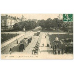 carte postale ancienne 37 TOURS. Place Palais de Justice 1912