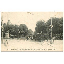 carte postale ancienne 37 TOURS. Place Palais de Justice Avenue Grammont 1917