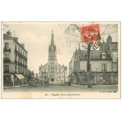 carte postale ancienne 37 TOURS. Place Saint-Etienne 1908