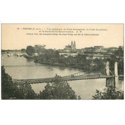 carte postale ancienne 37 TOURS. Pont Bonaparte et de Pierre