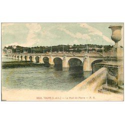 carte postale ancienne 37 TOURS. Pont de Pierre 1922