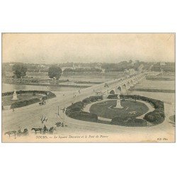 carte postale ancienne 37 TOURS. Pont de Pierre Square Descartes