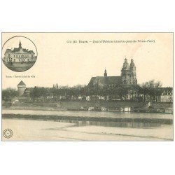 carte postale ancienne 37 TOURS. Quai d'Orléans ex Vieux-Pont