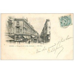 carte postale ancienne 37 TOURS. Rue Nationale 1903