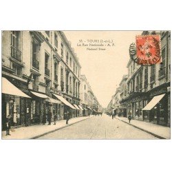 carte postale ancienne 37 TOURS. Rue Nationale 1923 magasin de Cartes Postales