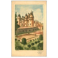 carte postale ancienne 37 USSE. Château papier velin découpe à la ficelle