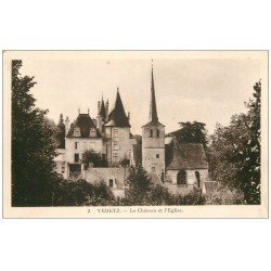 carte postale ancienne 37 VERETZ. Château et Eglise