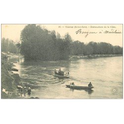 carte postale ancienne 37 VOUVRAY. Embarcations sur la Cisse vers 1900