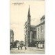 carte postale ancienne 65 BAGNERES-DE-BIGORRE. Eglise Saint-Vincent et Coiffeur