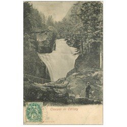 carte postale ancienne 65 CASCADE DE CERISEY. Avec Touriste 1907