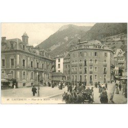 carte postale ancienne 65 CAUTERETS. Bel attelage Place de la Mairie