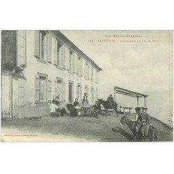 carte postale ancienne 65 CAUTERETS. Hotellerie du Col de Riou avec Anes et Mules