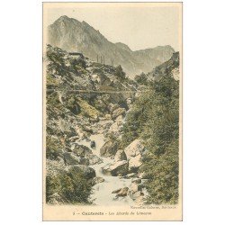 carte postale ancienne 65 CAUTERETS. Les abords du Limaçon. Timbres Taxes 1907