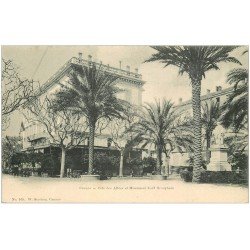carte postale ancienne 06 CANNES. Café des Allées et Monument Lord Brougham. Carte Pionnière vers 1900