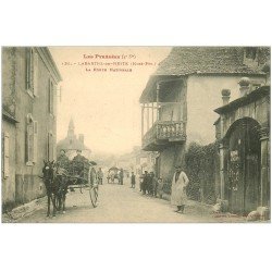 carte postale ancienne 65 LABARTHE-DE-NESTE. Attelage Route Nationale 1912. Rare timbrée, oblitérée mais vierge