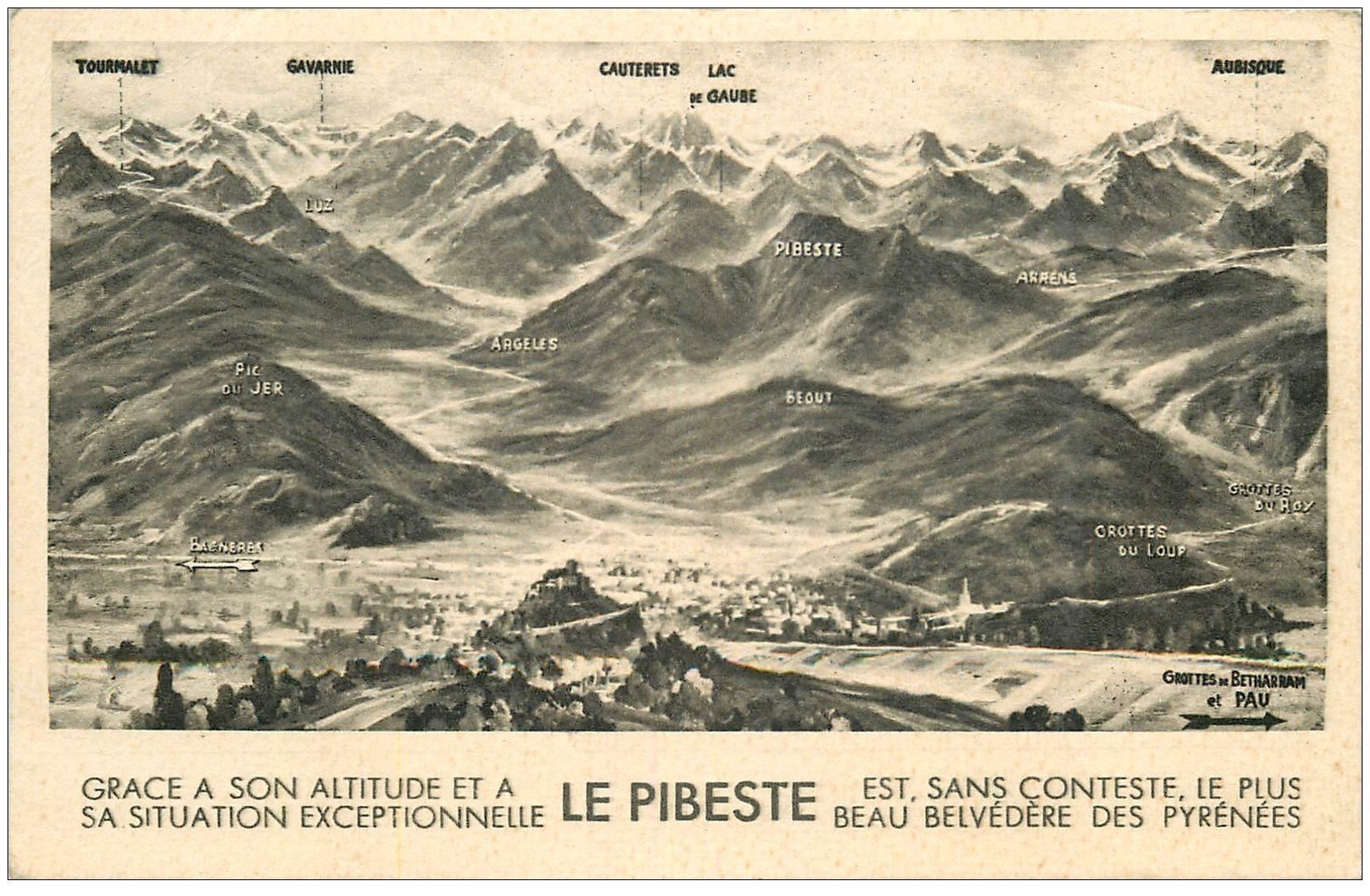 carte postale ancienne 65 LE PIBESTE. Carte explicative