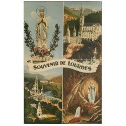 carte postale ancienne 65 LOURDES. Basilique et Gave 1954