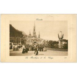 carte postale ancienne 65 LOURDES. Basilique et Vierge