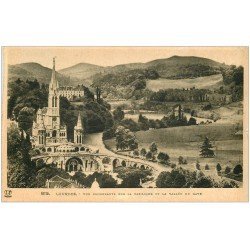 carte postale ancienne 65 LOURDES. Basilique vue plongeante 1938