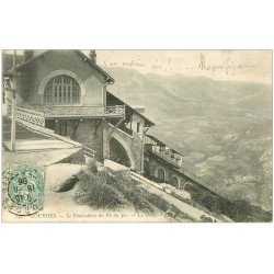 carte postale ancienne 65 LOURDES. Funiculaire du Pic du Jer. La Gare 1906