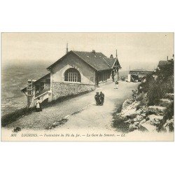 carte postale ancienne 65 LOURDES. La Gare du Sommet Café Restaurant