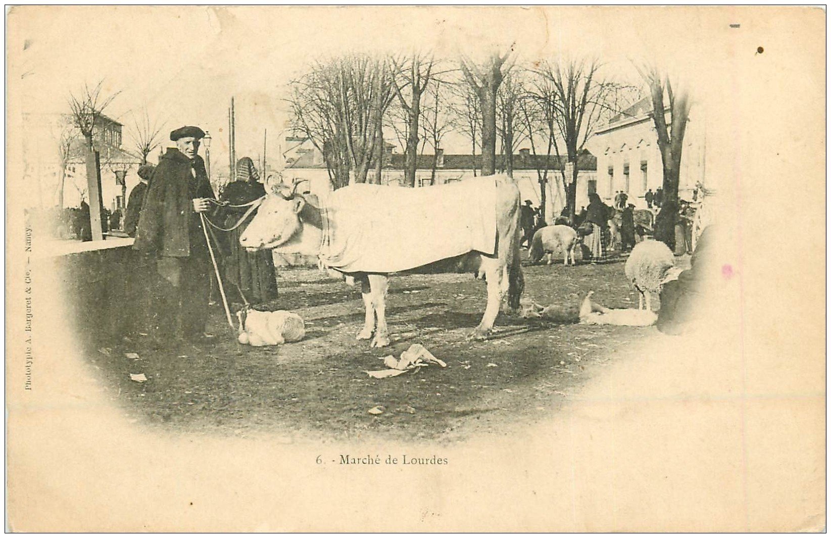 carte postale ancienne 65 LOURDES. Marché au Bétail vers 1900