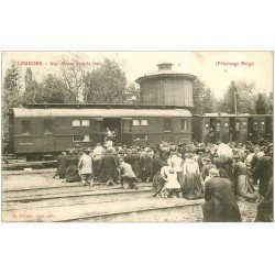 carte postale ancienne 65 LOURDES. Messe dans le Train. Pélerinage Belge