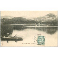 carte postale ancienne 65 LOURDES. Pêcheurs sur le Lac 1906