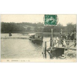 carte postale ancienne 65 LOURDES. Transbordeur sur le Lac 1907