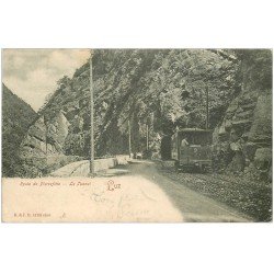 carte postale ancienne 65 LUZ-SAINT-SAUVEUR. Train Tramway entrée du Tunnel 1904