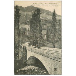 carte postale ancienne 65 ROUTE LUZ A SAINT-SAUVEUR. Le Pont du Gave attelage