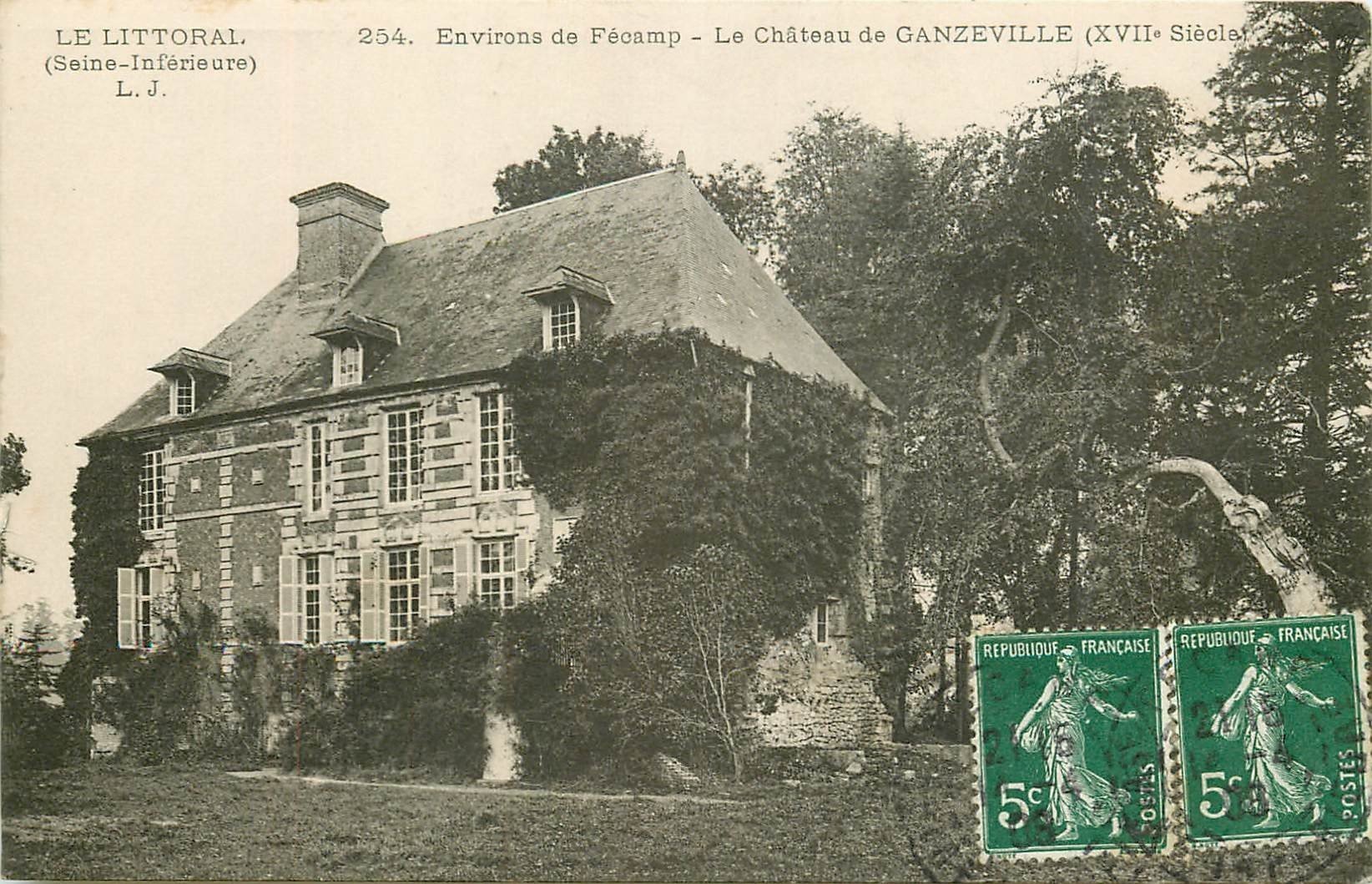 carte postale ancienne 76 GANZEVILLE. Le Château près Fécamp 1908