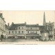 carte postale ancienne 76 GOURNAY-EN-BRAY. Place Nationale 1918 Fontaine Hôtel du Nord et A la Place Nationale