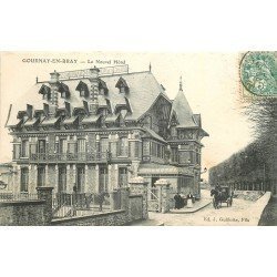 carte postale ancienne 76 GOURNAY-EN-BRAY. Nouvel Hôtel avec attelage 1907